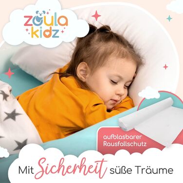 Надувне дитяче ліжко для подорожей - ліжко з захистом від падіння та вбудованим насосом - Портативне дитяче туристичне ліжко з тканиною Oeko-Tex - Ідеально для кемпінгу, готелів та дому (1 шт, 180 см)