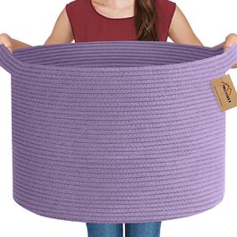 Великий рожевий кошик для зберігання MEGASKET 55,9×55,9×35,6 см, плетений кошик з мотузки для іграшок і пледів, органайзер для вітальні, дитячої кімнати