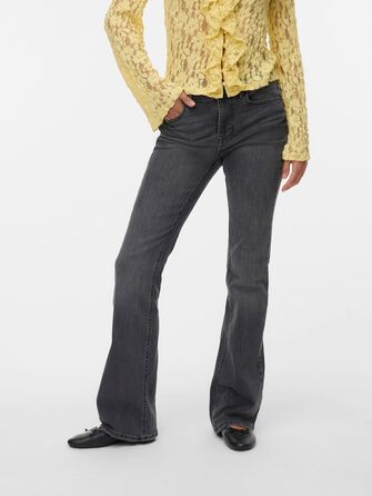 Джинси VERO MODA VMFLASH жіночі, кльош, середньої посадки, темно-сірий денім, розмір 32L