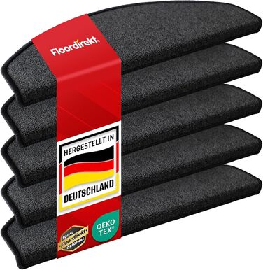 London Pro Stair Treads - Anthracite Grey - 15 Piece Set - 25x65 cm Non-Slip Stair Mats