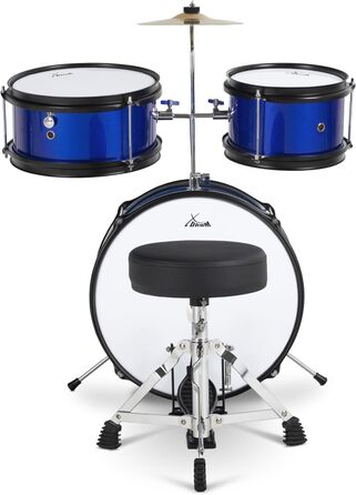 XDrum Junior KIDS барабанна установка для дітей 3-5 років - комплект зі стільчиком, паличками та ключем - блакитна