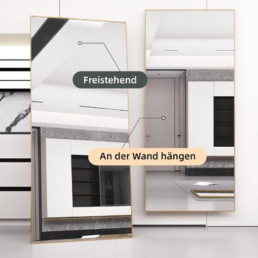 Stehender Ganzkörperspiegel mit Metallrahmen