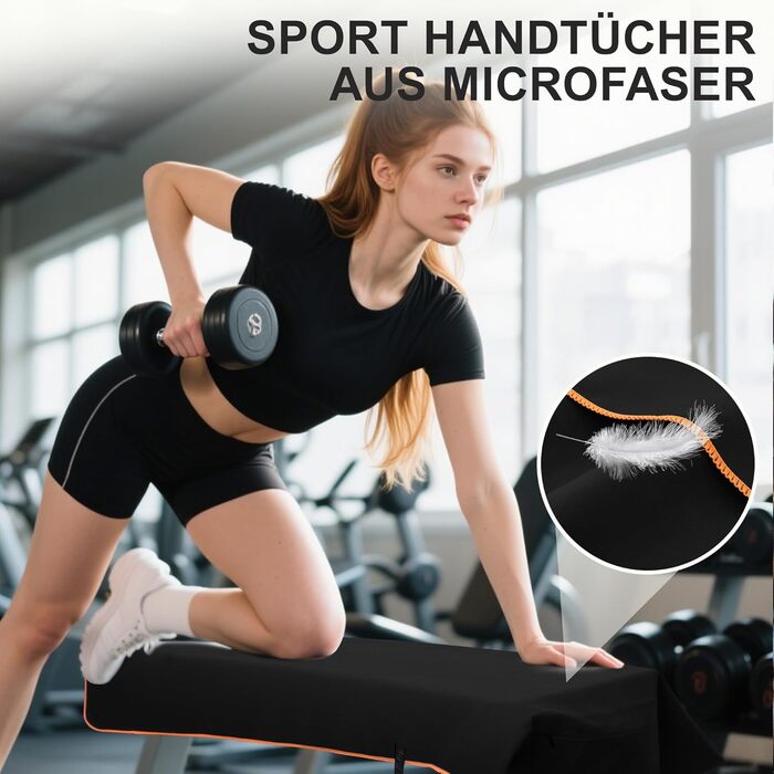 Набір спортивних рушників 2 шт. 120x50 см з кишенею на блискавці, мікрофібра, для тренажерного залу, швидке висихання, чорно-жовтий