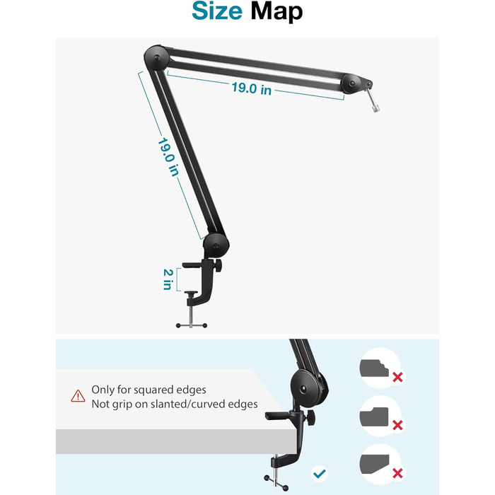 Підставка для мікрофона InnoGear: міцний шарнірний кріплення з кліпсою та кабелеутримувачами для Blue Yeti, Snowball, Hyper X, QuadCast, SoloCast, Fifine та інших великих мікрофонів