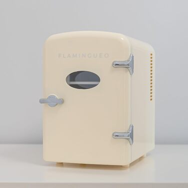 Міні-холодильник Flamingueo 4L: 12V/220V, охолодження та нагрів, для кімнати/столу, бежевий