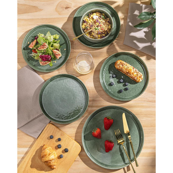 Набір посуду GBhome з каменю, 18 предметів, ручна робота, для 6 осіб, стійкий до миття в посудомийній машині та мікрохвильовій печі, набір тарілок та мисок