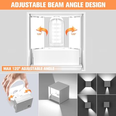 Настінне освітлення YrgePowk 2 шт. з LED лампою G9, зовнішнє та внутрішнє, IP65, регульований кут освітлення, чорний, 4 шт. (білий 6000K)