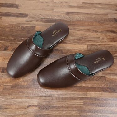 Чоловічі домашні тапочки Pamir з натуральної шкіри та піною з пам'яті (46 EU, широкі, коричневі)