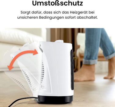 Про Breeze 2000W керамічний міні-нагрівач з автоматичною осциляцією, 2 режими, тихий, для вітальні, офісу, тераси - білий