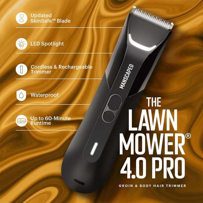 Електричний тример для тіла MANSCAPED Lawn Mower 4.0 PRO, водонепроникний, SkinSafe, USB-C зарядка, для чоловіків, дорожній замок