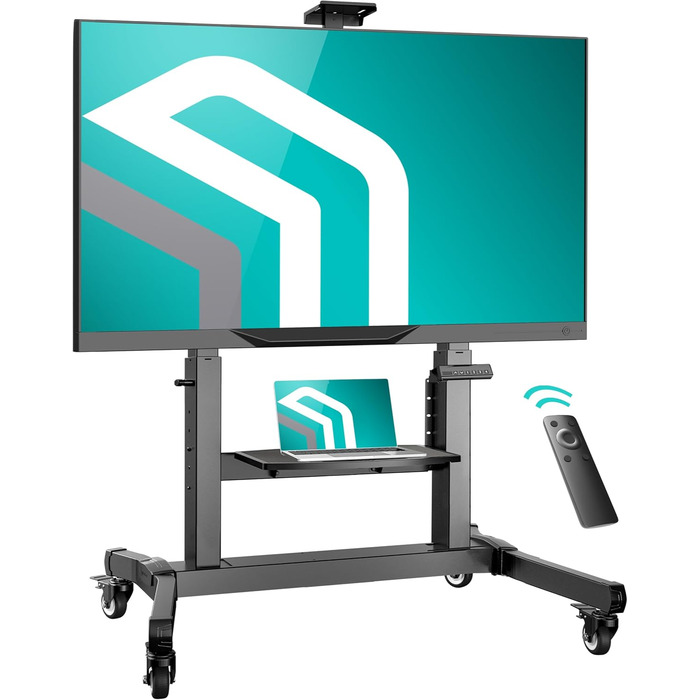 ONKRON Electric TV Stand with Wheels - Adjustable Height, 50-100 Inch TVs, 130kg Capacity, VESA 1000x600 - Black