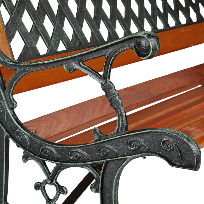 Relaxdays Garden Bench, Wood & Cast Iron