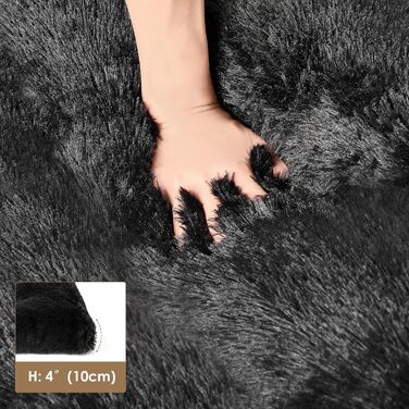 М'яке ліжко для собак EHEYCIGA, 60x45 см, чорне, з довгим плюшем, миється, не слизьке