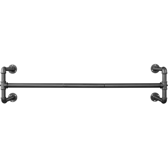 SONGMICS Wall-Mounted Clothes Rack, Industrial Design Clothes Bar, Set of 1, Wall Mounting, Holds up to 60 kg, 30 x 11 x 9.3 cm, Easy Assembly, Black HSR64BK-0 (1)