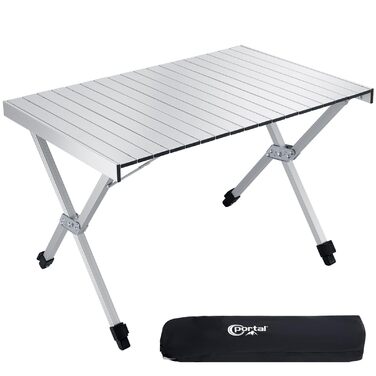 Розкладний туристичний стіл PORTAL з регулюванням висоти, 108 x 71 см, алюміній, на колесах, для кемпінгу, пікніка, відпочинку на природі