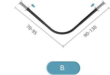 Штанга для душу з формою L, розширювана, не потребує свердління, з нержавіючої сталі 304, для ванної кімнати/ванни (70-95см x 90-130см, чорний)