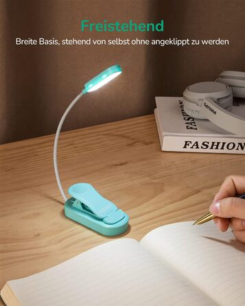 EDISHINE LED Кліпса для читання: USB-лампа з 3 кольорами та регулюванням яскравості, для дітей, для ліжка, авто, столу, кута. Захищає зір.