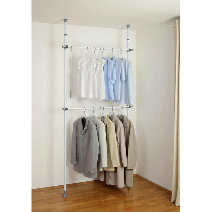 WENKO Telescopic Wardrobe System Hercules Basic (White, Single)