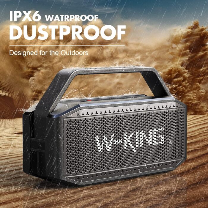 W-KING Bluetooth Колонка 100W (Пікова потужність) - Портативна Колонка з Глибоким Басом, Power Bank, TF/AUX, EQ, IPX6, 40 годин роботи