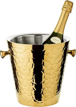 Охолоджувач для шампанського EDZARD Capri, золотий, для 1 пляшки, з підставкою, для вина, шампанського та льоду