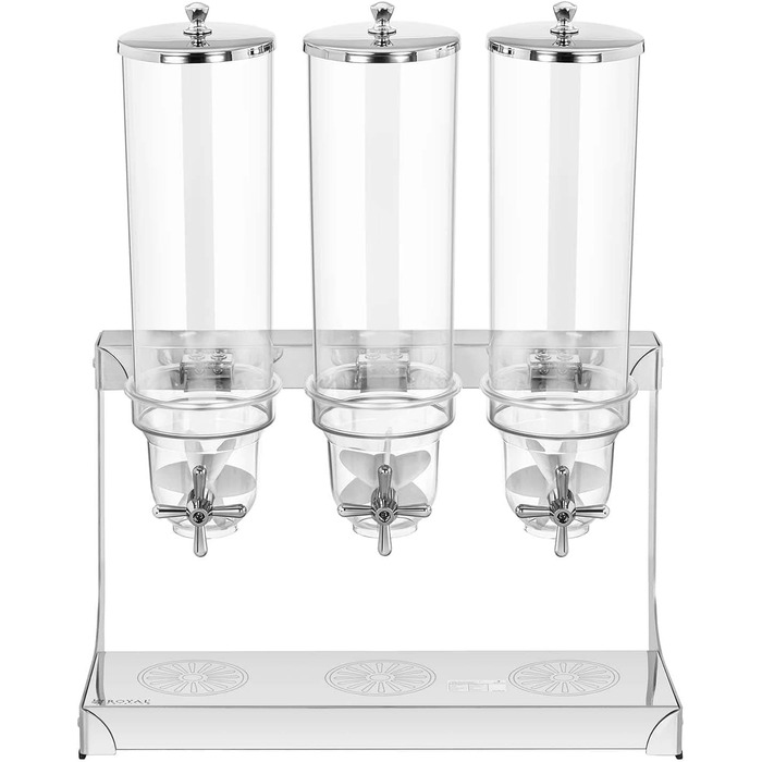 Диспенсер для мюслі Royal Catering RCCS-3.5LSS3, 3 x 3,5 л, дозатор для пластівців, зернових, 3 контейнери