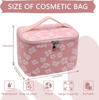 Косметичка для дівчаток, органайзер для макіяжу, сумочка для косметики з відділенням для пензликів, подарунок для жінок та дівчат (рожева)