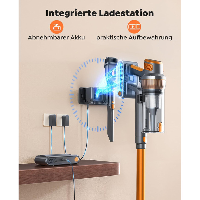 SMOTURE VAC04 Бездротовий акумуляторний пилосос, 50000 Па потужність всмоктування, 65 хвилин роботи, самостійна підставка, гнучкий шланг, щітка Anti-Tangle, док-станція для зарядки, для шерсті тварин, килимів та твердих поверхонь