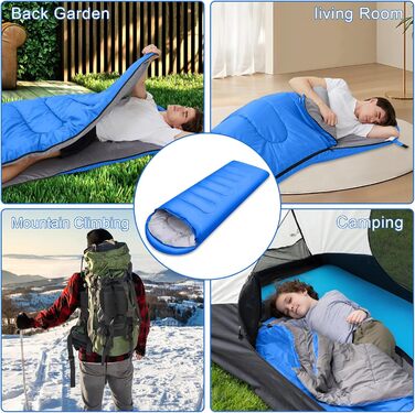 Сплячий мішок 3-4 сезони - 220 x 85 см, вологостійкий, легкий, для кемпінгу та подорожей