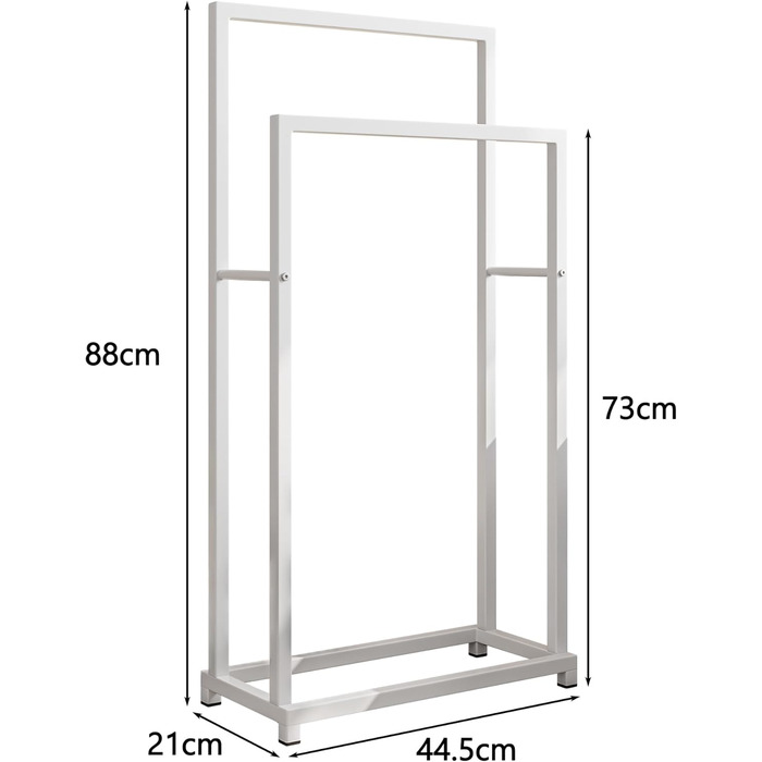 Підставка для рушників, тримач для рушників, стійка для рушників на 3 рейки, для ванної кімнати, сталева, 2 яруси (білий)