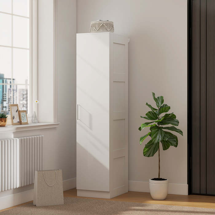 HOMCOM Multi-Purpose Closet Organizer with Hanging Rod, Shelves, and Soft-Close Doors - White (40 x 52 x 180 cm)