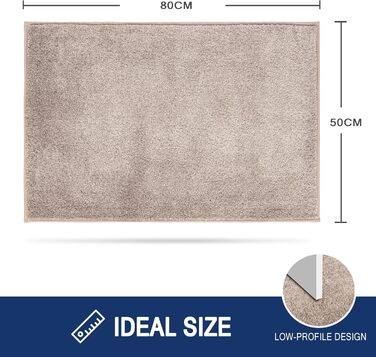 Килимок для дому 50x80 см, антиковзаючий, машинне прання, водопоглинаючий, для собак, вхід, передпокій, бежевий