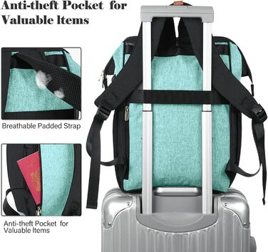 Жіночий рюкзак для ноутбука 15.6 дюймів, шкільний/робочий рюкзак з USB-портом, для подорожей, кемпінгу, навчання, зелений