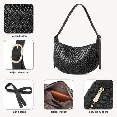 Сумка жіноча BOSTANTEN велика шопер PU шкіра чорна елегантна через плече Hobo Bag (2 шт)