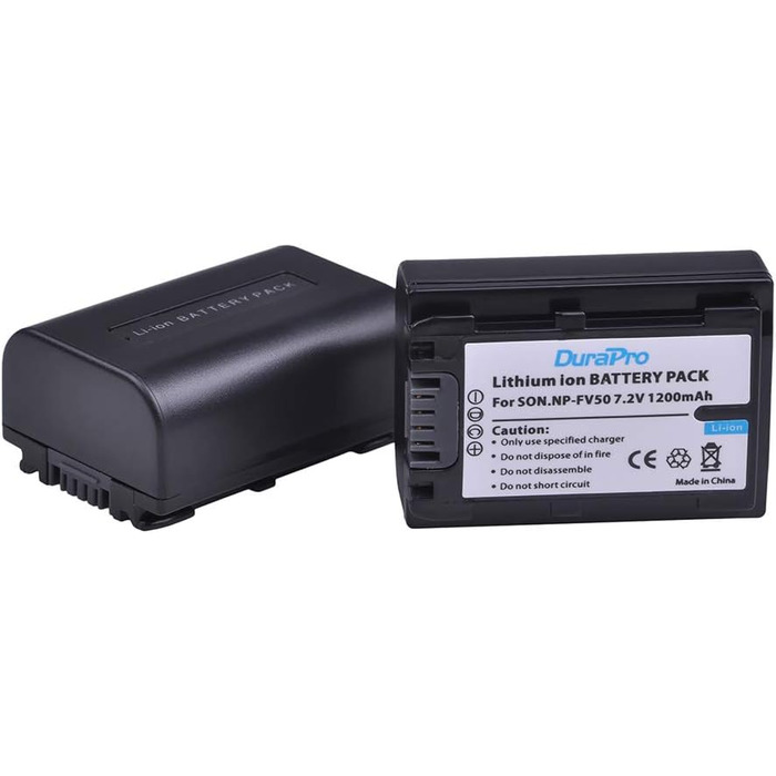 Запасний акумулятор DuraPro 1200mAh NP-FV50 + зарядний пристрій USB LCD для Sony NP-FV30/FV40/FV50 (HDR-CX150E, HDR-CX170, HDR-SR68, DCR-SR20E, HDR-CX190, HDR-CX130)