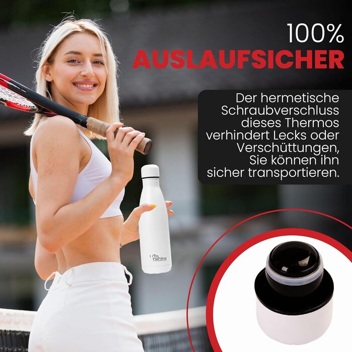 Термос-пляшка з нержавіючої сталі Otto Koning, 500 мл - подвійні стінки, вакуумна ізоляція, BPA-free
