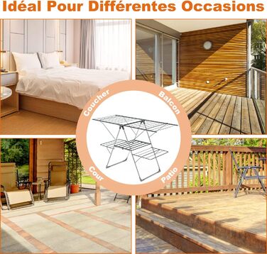 Сушарка для білизни Innotic: компактна, розкладна, зі 4 крилами, стабільна, для ванної, балкону, радіатора (сіра)