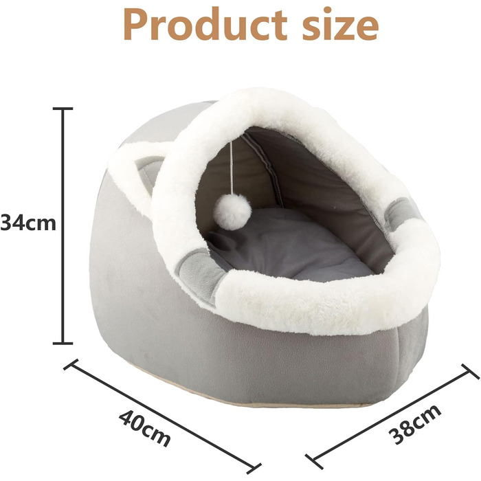 Кішка ліжко для дому з іграшками, лежанка для собак, будиночок для кошенят, знімний м'який подушка, супер м'яка