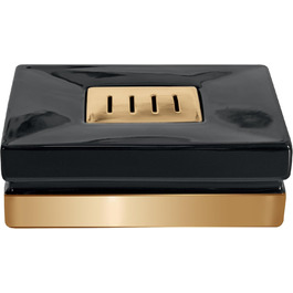 Миска для мила Spirella Roma, кераміка, чорний/золотий, 12x8x4,5 см