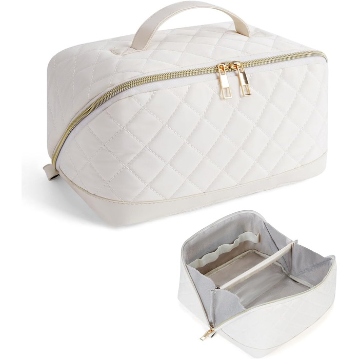 Косметичка для подорожей Wandering Nature для жінок: велика, водонепроникна, з відділенням для пензликів (Beige)