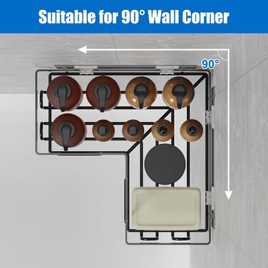 Набір кутових поличок для душу без свердління, водонепроникні, з нержавіючої сталі (3+2 шт, чорний)