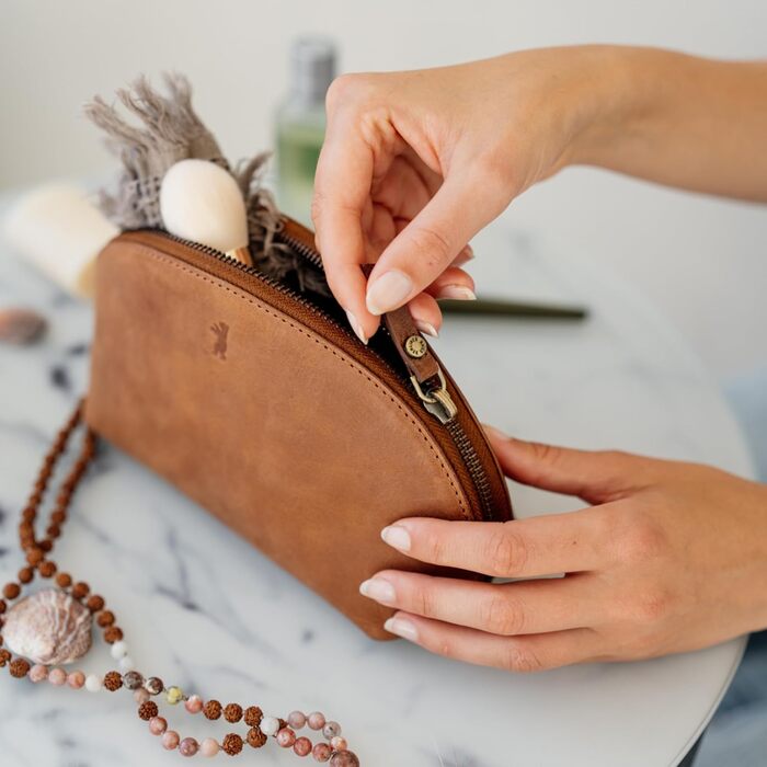 Шкіряна косметичка Berliner Bags Zoe, вінтажна сумка для косметики, органайзер для жінок та дівчат, пенал для аксесуарів