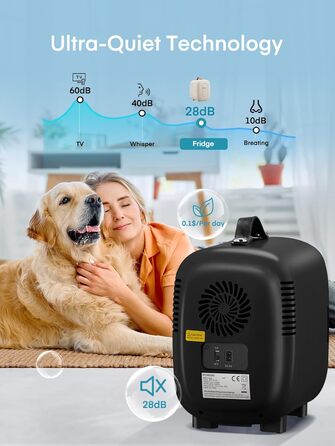 Міні-холодильник FOHERE 5 літрів: для косметики, напоїв, USB живлення, 220V/12V, для спальні, офісу, авто (чорний)
