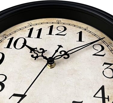 Plumeet Extra Large Classic Wall Clock - Quiet - Wall Clock without Ticking Sounds for Living Room - Bedroom - Battery Operated (Arabic Numerals) (40.6cm, Black)