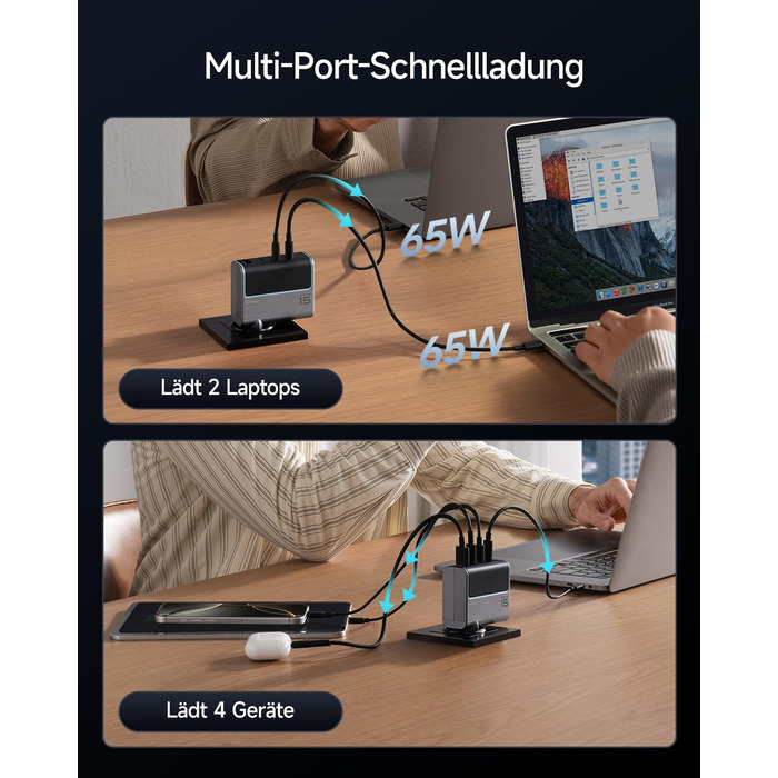 Зарядний пристрій CUKTECH 140W USB-C з кабелем, PD Fast Charger 4-port для ноутбука, MacBook, iPad, Samsung Galaxy, iPhone, Steam Deck