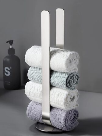 Тримач для рушників ZUNTO без свердління, для гостей, самоклеючий, штанга для рушників з нержавіючої сталі, 40 см, сріблястий (стійкий)