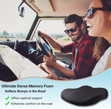 Подушка для сидіння в авто з Memory Foam, ортопедична, чорна. Підвищення сидіння для водія, для офісного крісла, інвалідного візка