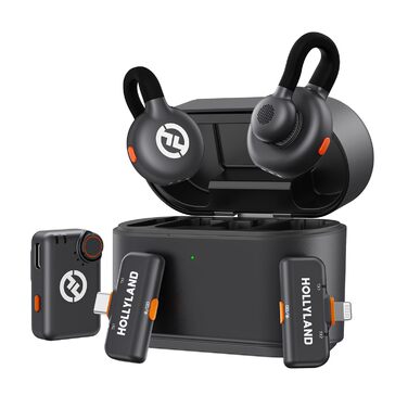 Hollyland Lark M2S Бездротовий мікрофон-петличка з USB-C для iPhone 15/16 та Android, чорний, 300 м, 27 годин роботи, для Vlogging (2TX+3RX+Зарядний пристрій)