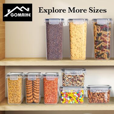Набір контейнерів для зберігання GoMaihe 24 шт. з кришкою: герметичні контейнери для продуктів з етикетками та маркером | Коробки для зберігання на кухню для мюслі, борошна, кукурудзяних пластівців та цукру | Без BPA | Можна мити в посудомийній машині, чо