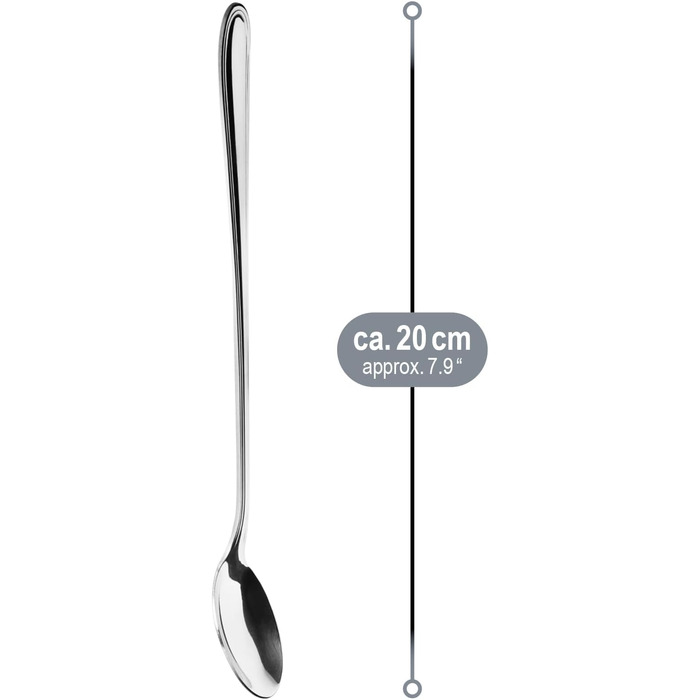 Набір барних ложок COM-FOUR® з нержавіючої сталі (12 шт.) - 20 см, для коктейлів, лате макіато, десертів