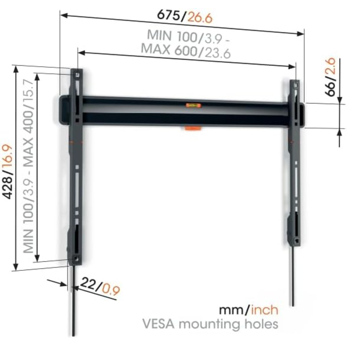 Кріплення для телевізора Vogel's TVM 3407 - фіксоване, для 32-77 дюймів, настінне, до 50 кг, VESA 100x100-400x400, TÜV-сертифіковане